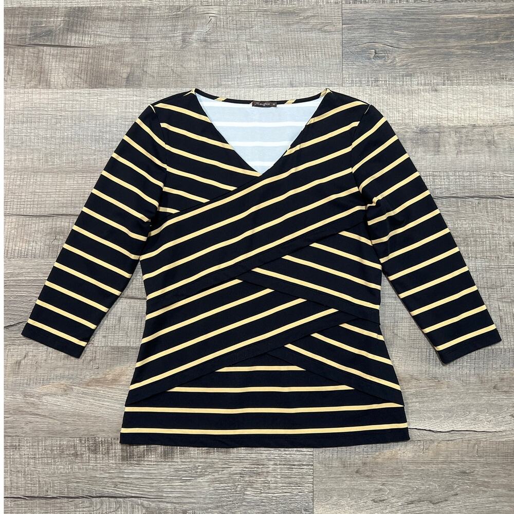 J McLaughlin Catalina Cloth Top Medium Striped Pintuck Pleat Nylon Stretch